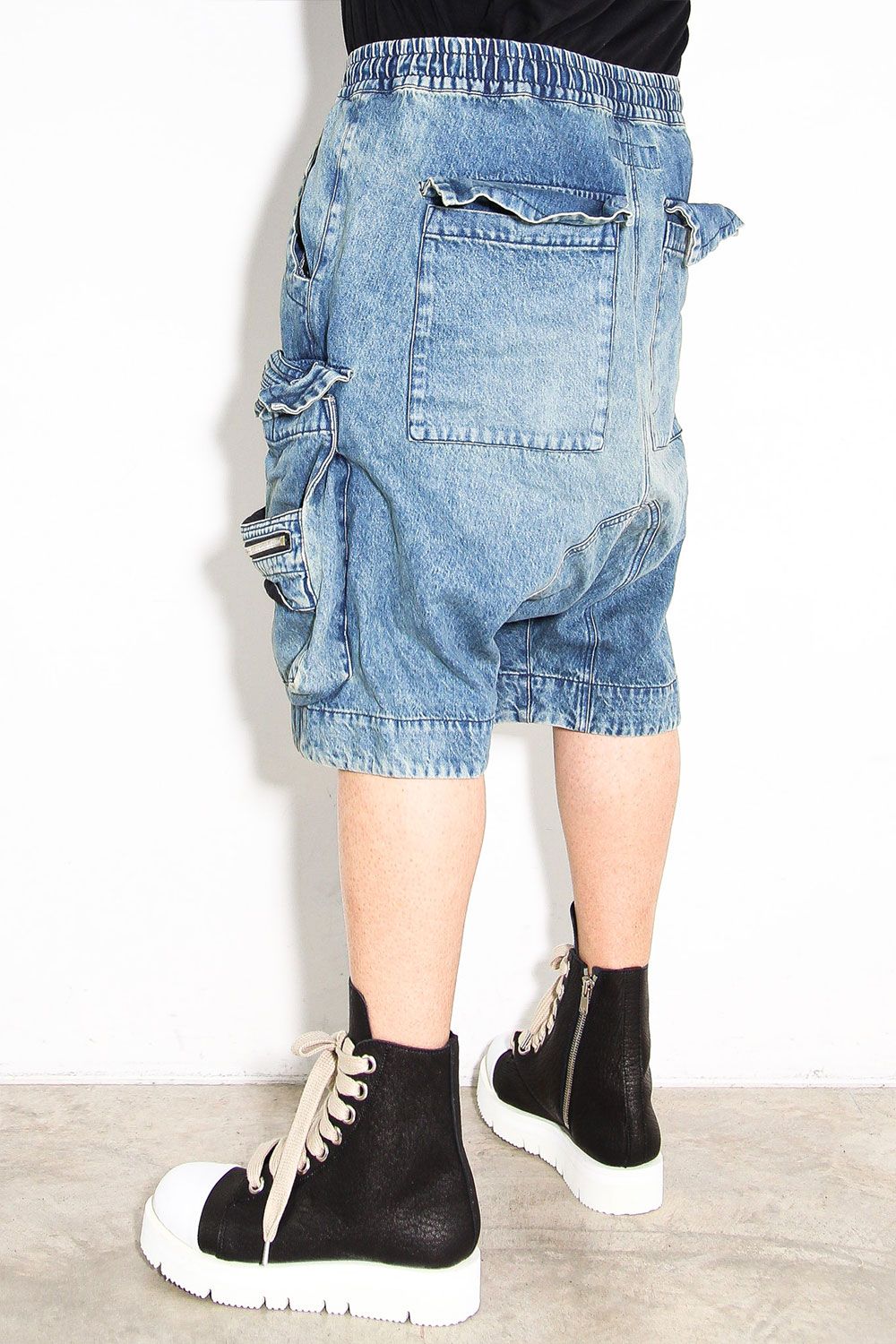 ヴィンテージデニムサルエルショーツ / VintageDenim Millitary Shorts / ブルー / ag-8014-3