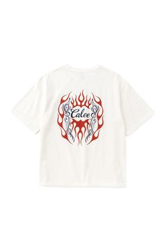 VINTAGE TYPE FLAME LOGO PINSTRIPING S/ S TEE ＜NATURALLY PAINT DESIGN＞ / ホワイト