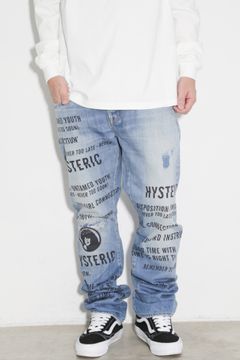 SLASH TYPE LOGO スリムストレートデニムパンツ / ライトインディゴ