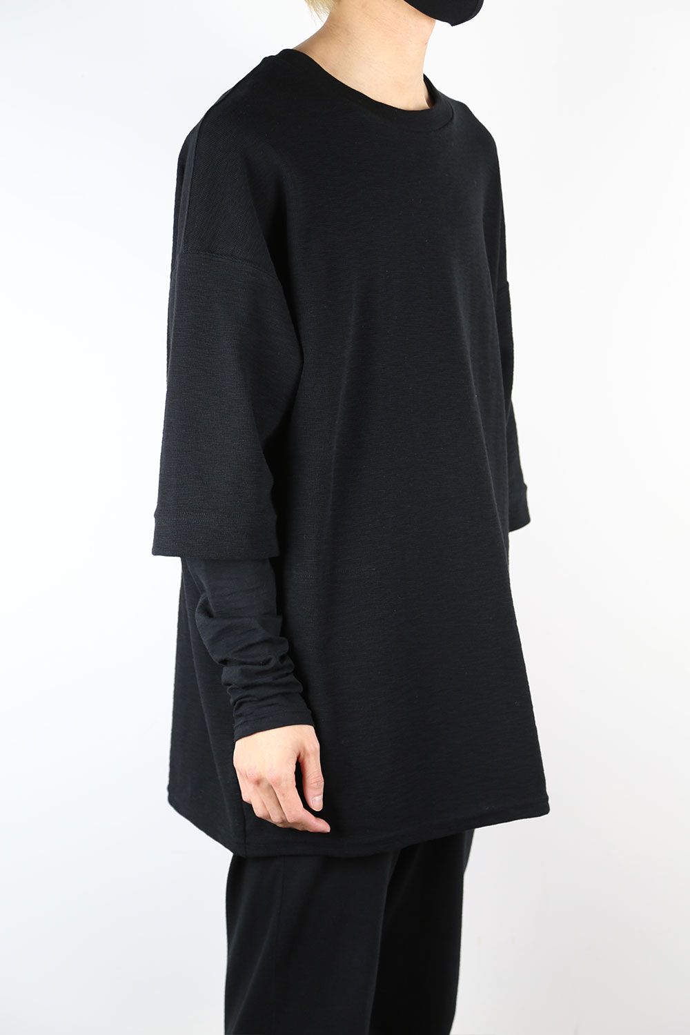 レイヤードロングトップ / LAYERED LONG TOP / ブラック