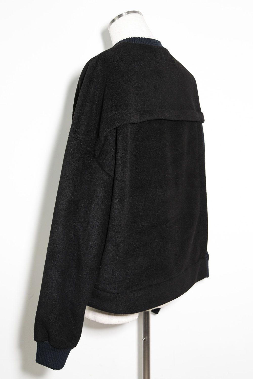 ニットコーデュロイ×フリーストップ / Knit Corduroy Combi Fleece Top / ブラック / ag-10086