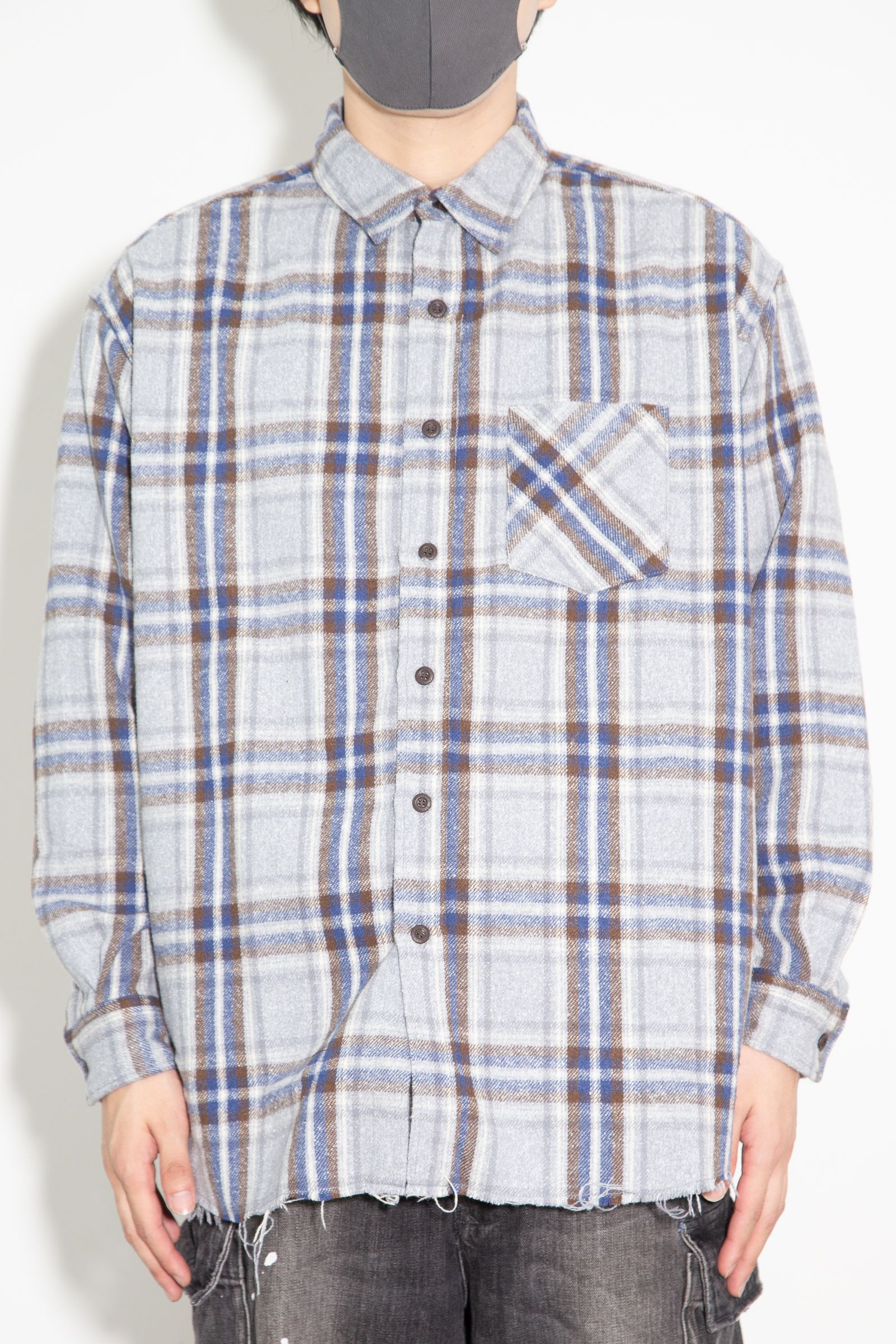 GUITAR GIRL刺繍 ワークシャツ / ブルー