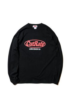 CUTRATE LOGO DROPSHOULDER  L/S T-SHIRT / ブラック×レッド