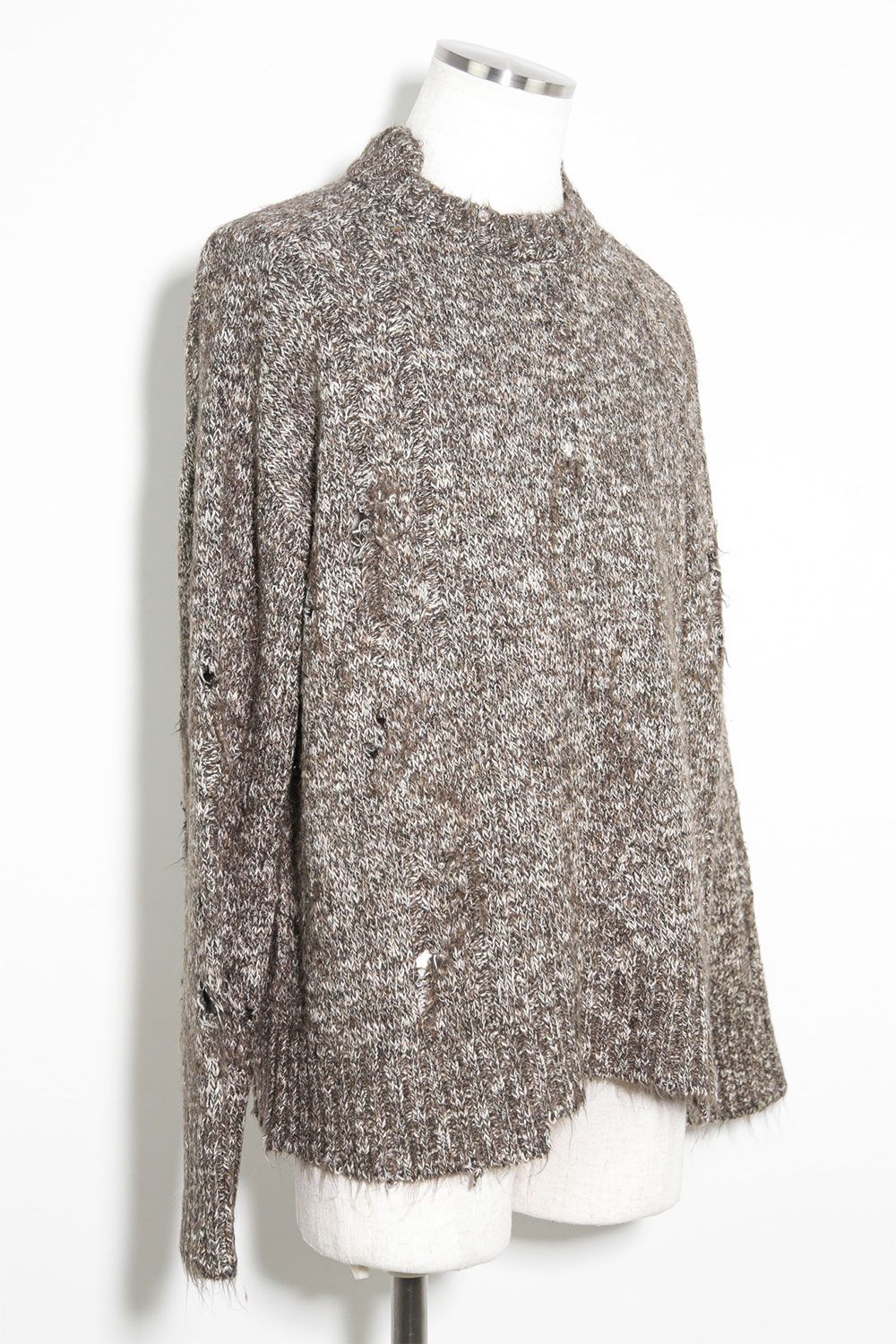 リラックスフィットダメージニット / Damage Knit Top / ブラウンミックス / ag-8013