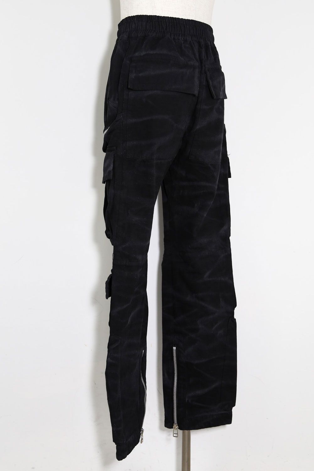 ヴィンテージ染めジップカーゴパンツ / Vintage Dyed Zip Long Pants / ブラック / ag-7036-1