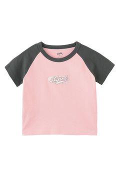 OVAL LOGO EMBROIDERY RAGLAN S/S BABY TEE / ライトピンク