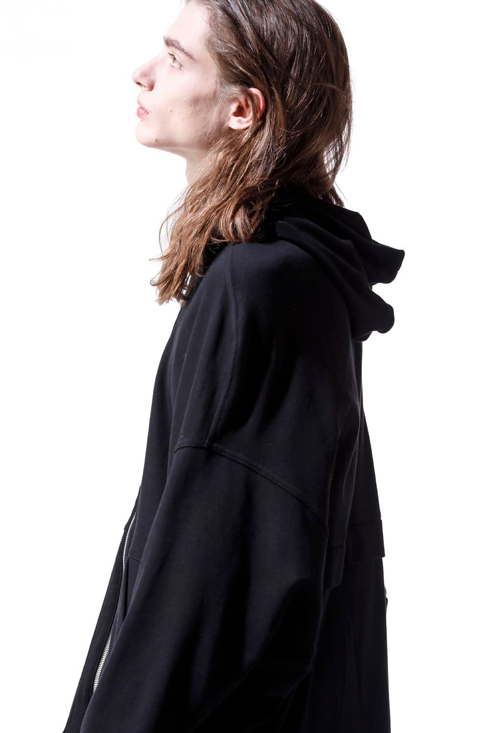 スウェットドルマンジップフーディ / Sweat Dolman Zip Hoodie / ブラック