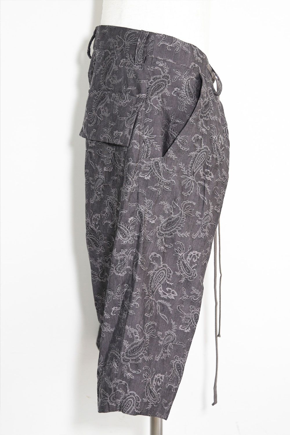ペイズリー袴タックショーツ / Paisley Front Zip Tuck Shorts / ダークグレー / ag-9061-1