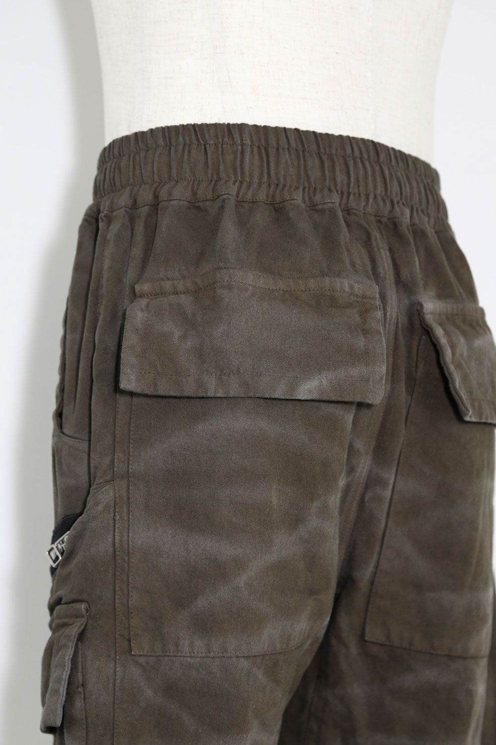 ヴィンテージ染めジップカーゴパンツ / Vintage Dyed Zip Long Pants / カーキ / ag-7036-1