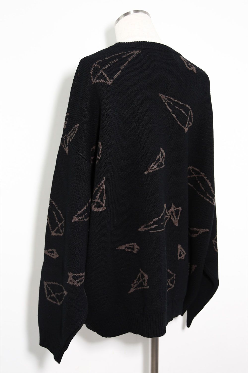 [ラスト1点 サイズ2] ピラミッド模様リラックスフィットニット / Pyra Pattern Knit Top / ブラック×ブラウン / ag-8009-1