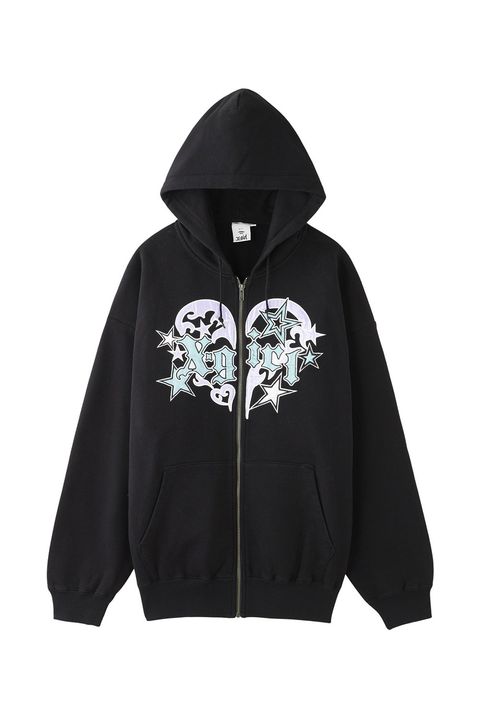 TRIBAL HEART ZIP UP SWEAT HOODIE / ブラック