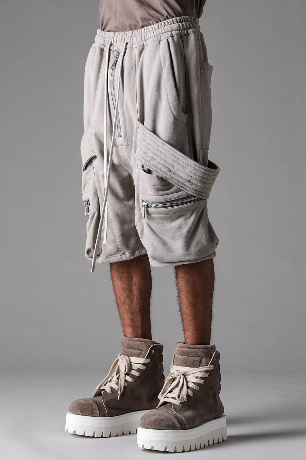 FRENCH TERRY BELT CARGO SAROUEL SHORTS -