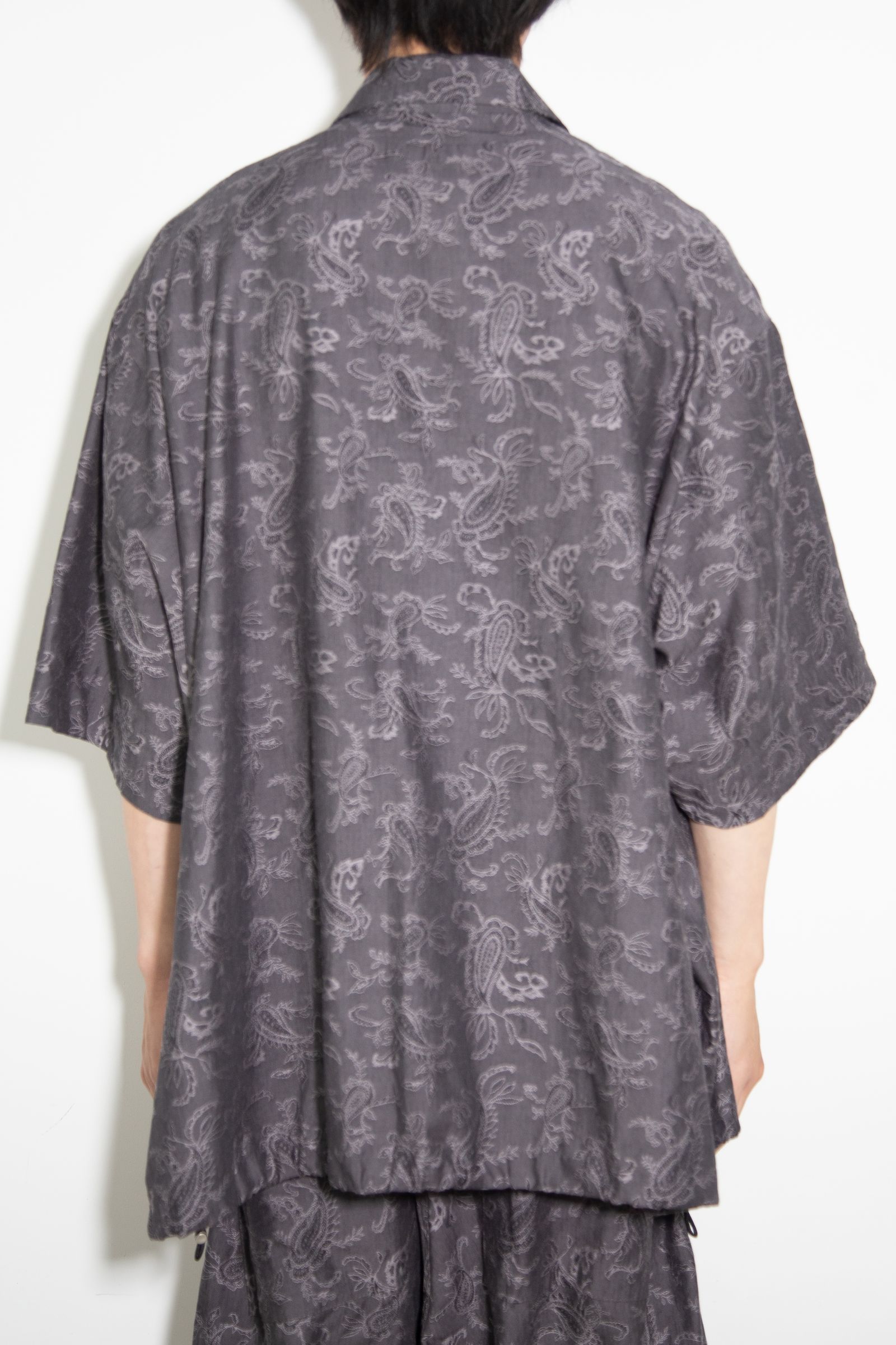 ペイズリー柄ハーフスリーブシャツ / Paisley Front Zip Harf Sleeve Shirts / ダークグレー / ag-9060-1