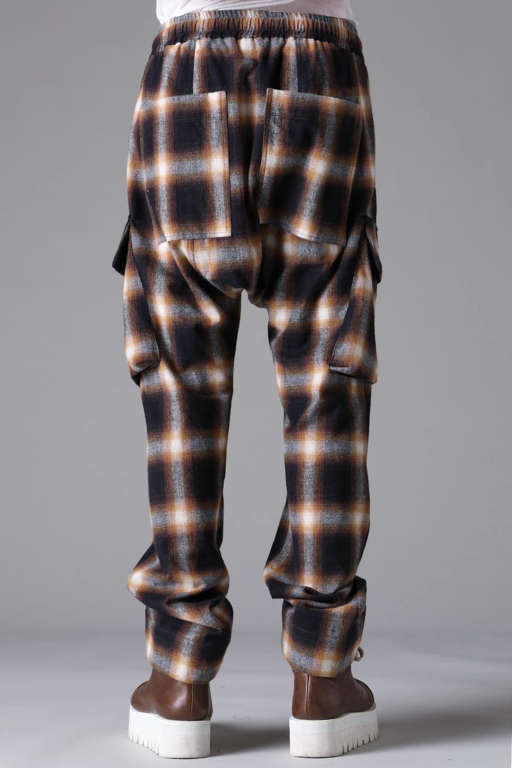 Plaid Cargo Flare Pants