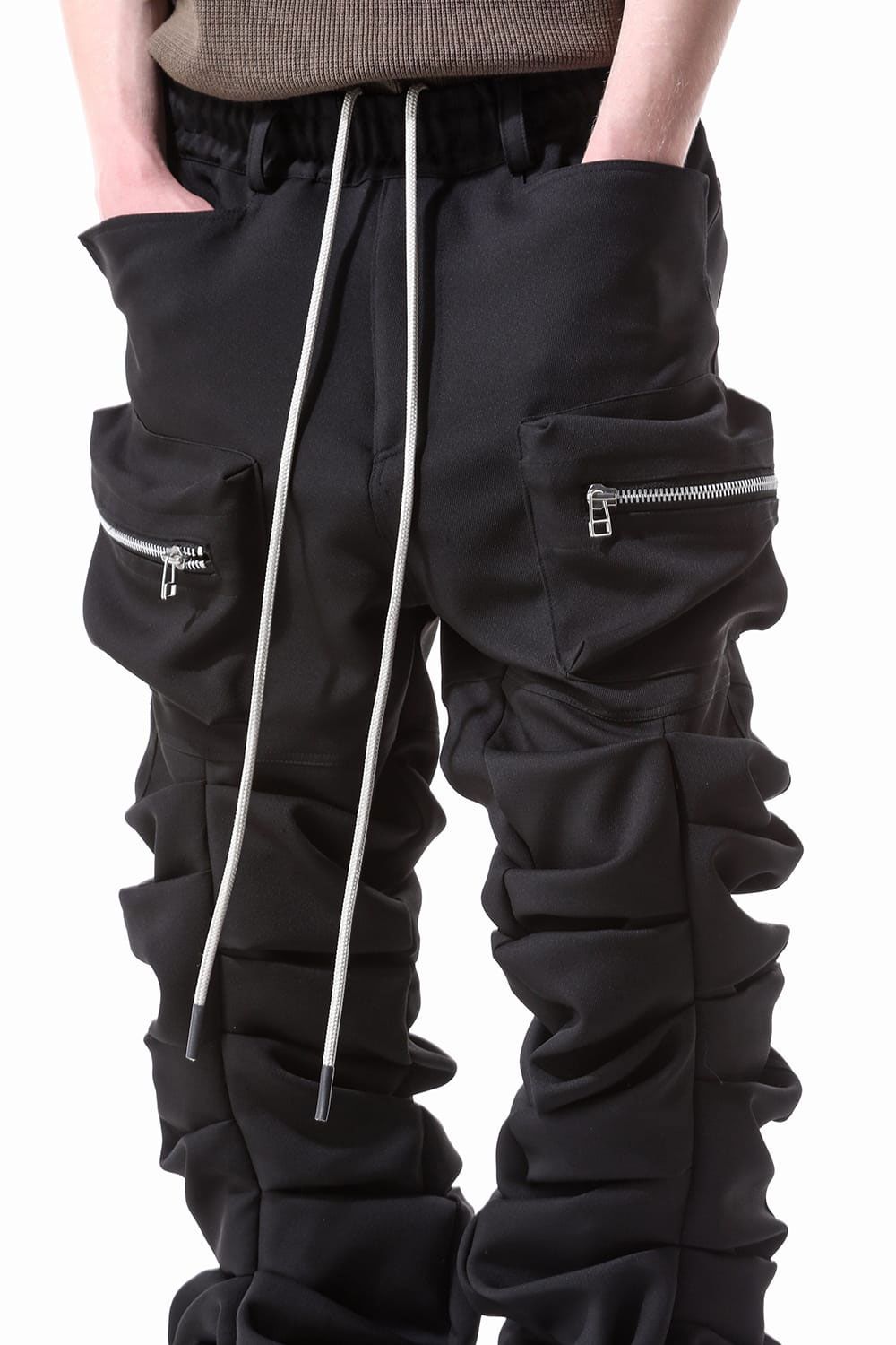 ツイル"モンスタータック"フレアバギーパンツ / Twill Tuck Flare Baggy Pants / ブラック / ag-10031-3