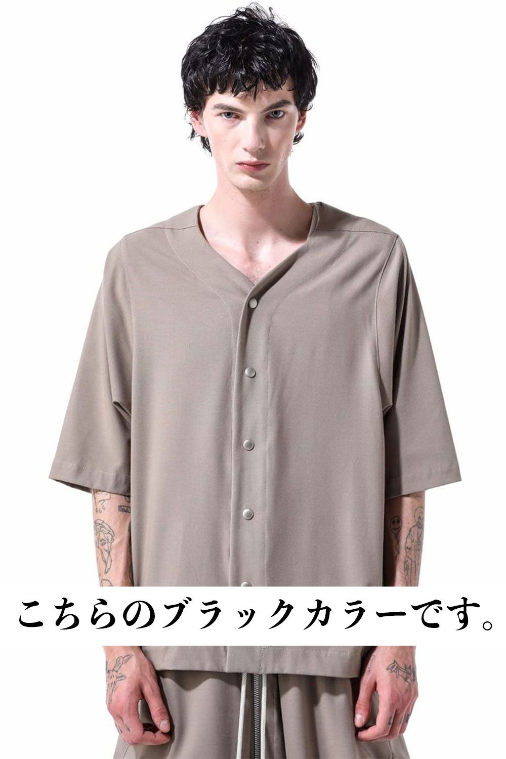 サマーウールベースボールシャツ / Summer Wool Baseball Shirts / ブラック / ag-11017-2