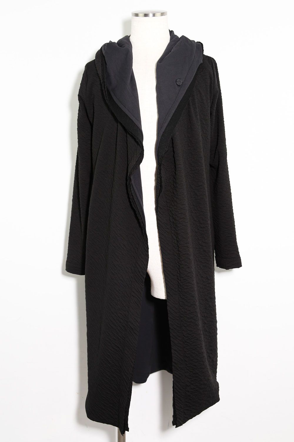 LONG CARDIGAN 223-304 / シボ加工ロングカーディガン / ブラック