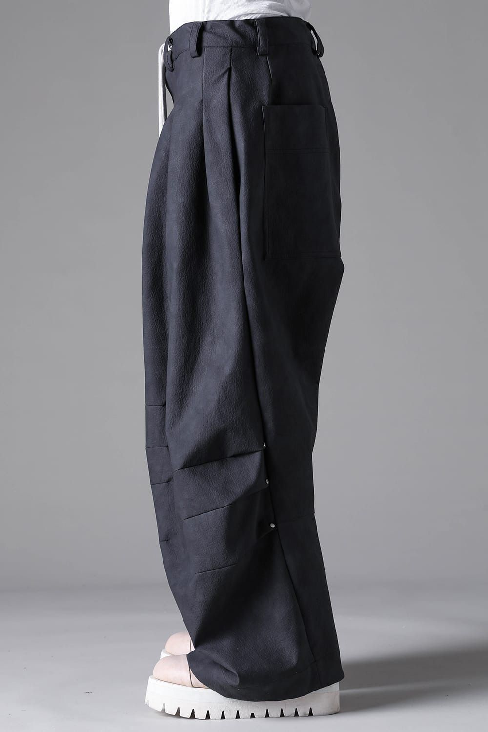 Vegan Leather Tuck Wide Pants