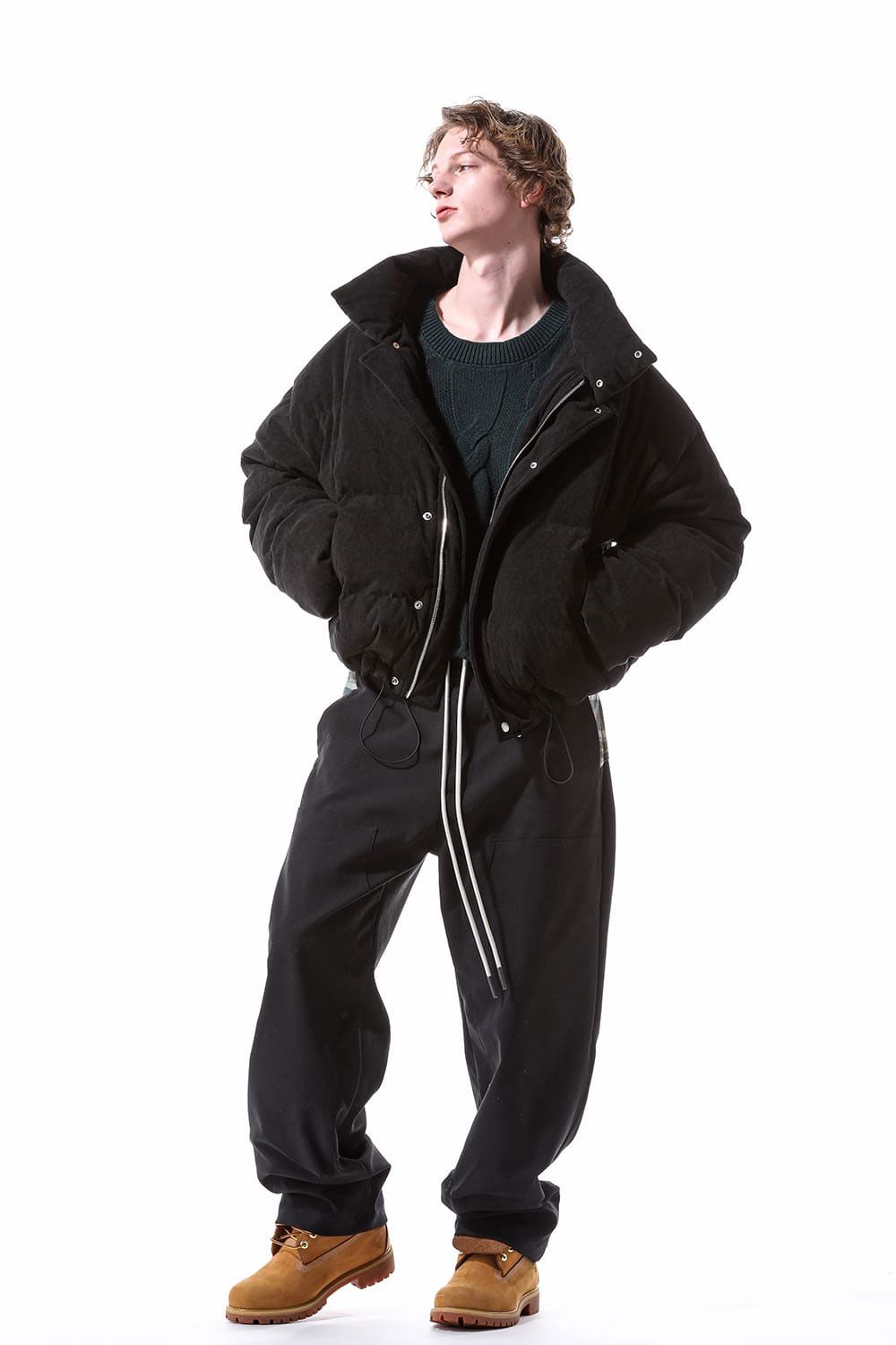 Corduroy High Neck Down Jacket