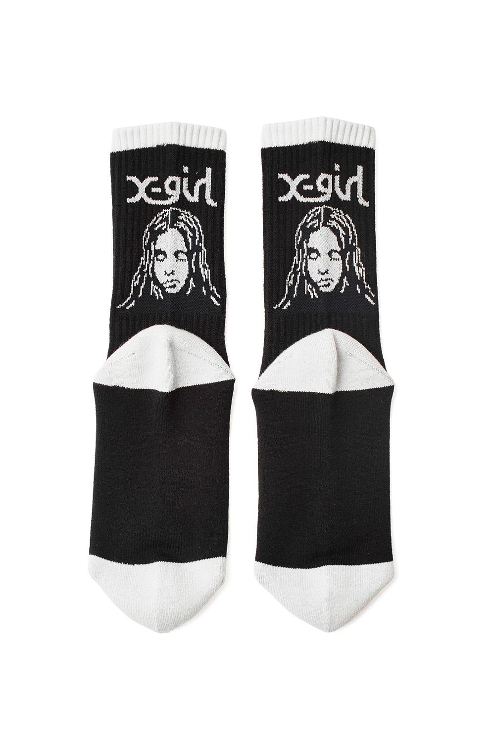 FACE JACQUARD RIBBED SOCKS -