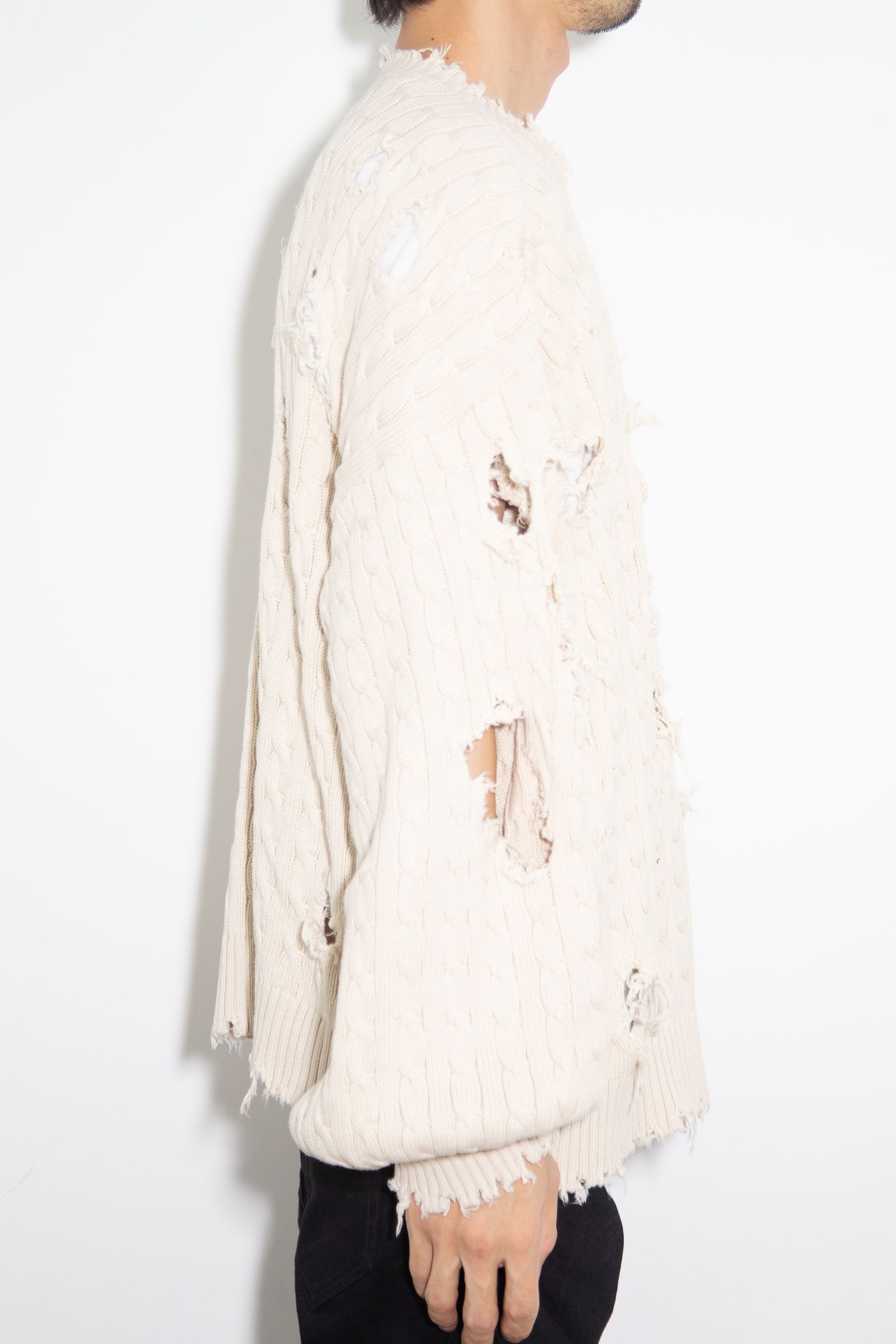 CABLE DAMAGE KNIT / アイボリー