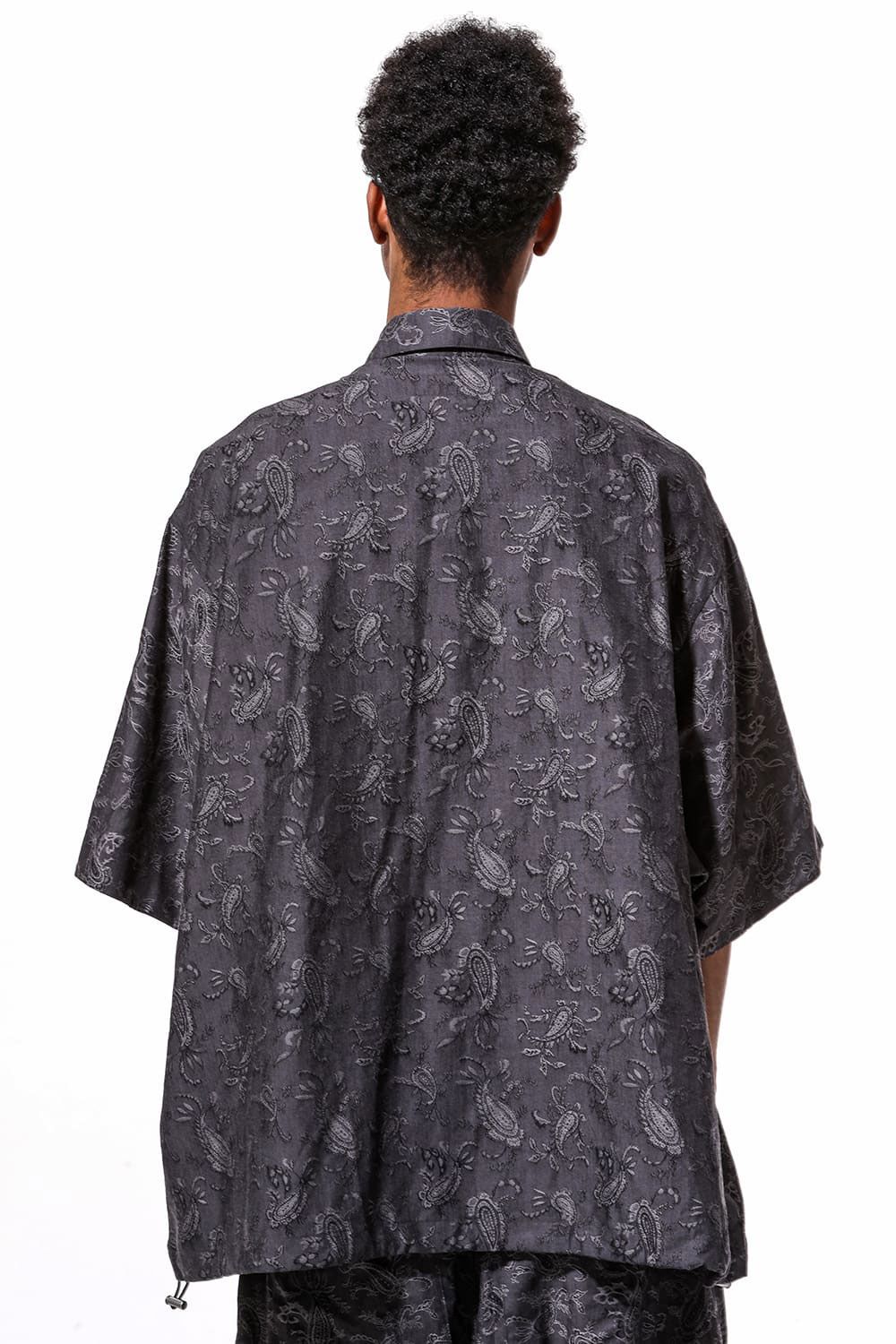 ペイズリー柄ハーフスリーブシャツ / Paisley Front Zip Harf Sleeve Shirts / ブラック / ag-9060-1