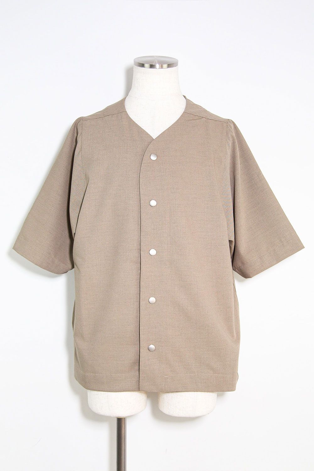 サマーウールベースボールシャツ / Summer Wool Baseball Shirts / ライトベージュ / ag-11017-2