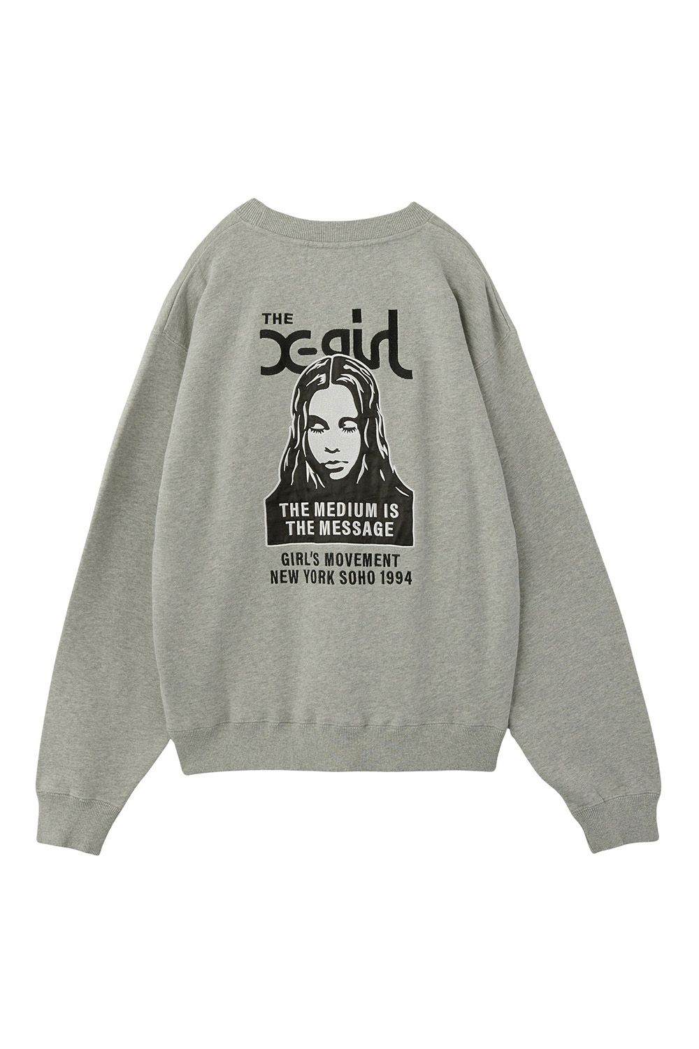 FACE PATCH AND LOGO CREWNECK SWEAT TOP / アッシュ