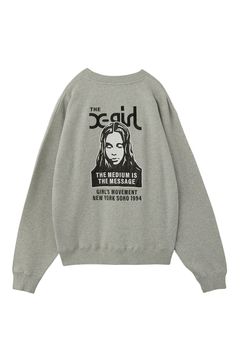 FACE PATCH AND LOGO CREWNECK SWEAT TOP / アッシュ