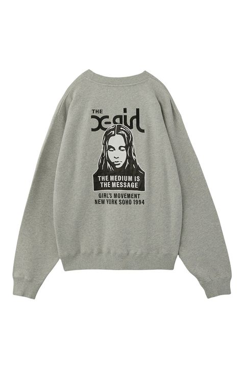 FACE PATCH AND LOGO CREWNECK SWEAT TOP / アッシュ