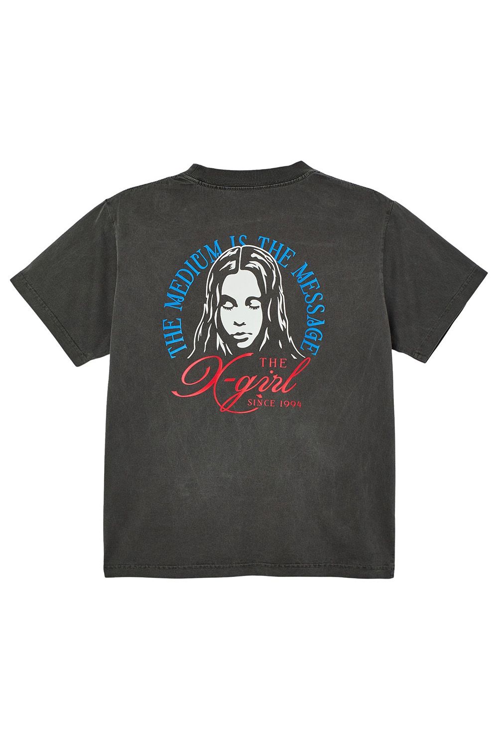 FADED TRI-COLOR FACE S/S TEE / ブラック