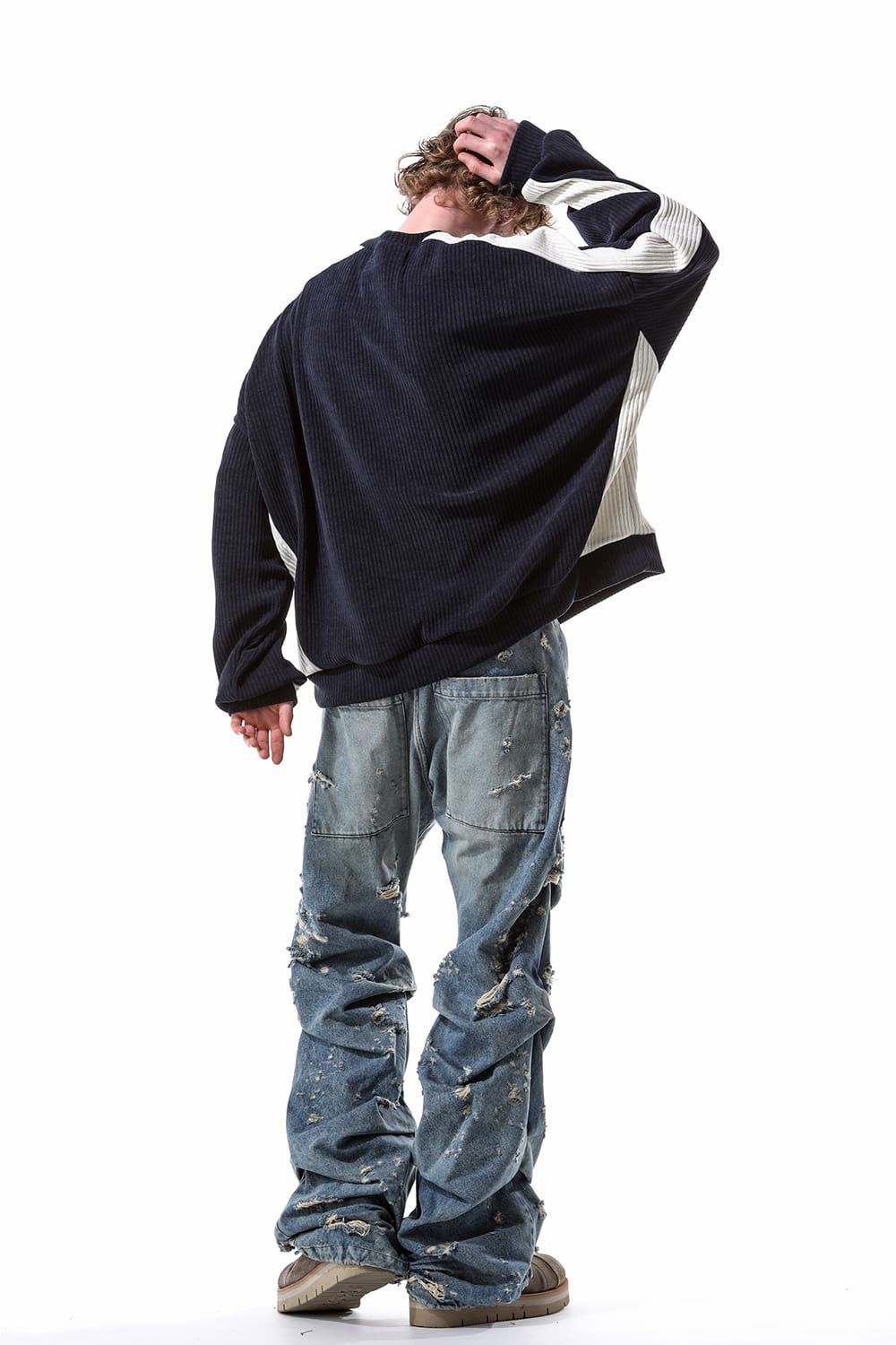 Denim Tuck Slim Baggy Pants / インディゴ
