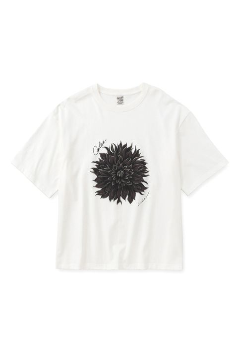 DAHLIA ART TEE ＜MIHO MURAKAMI DESIGN＞ / ホワイトブラック