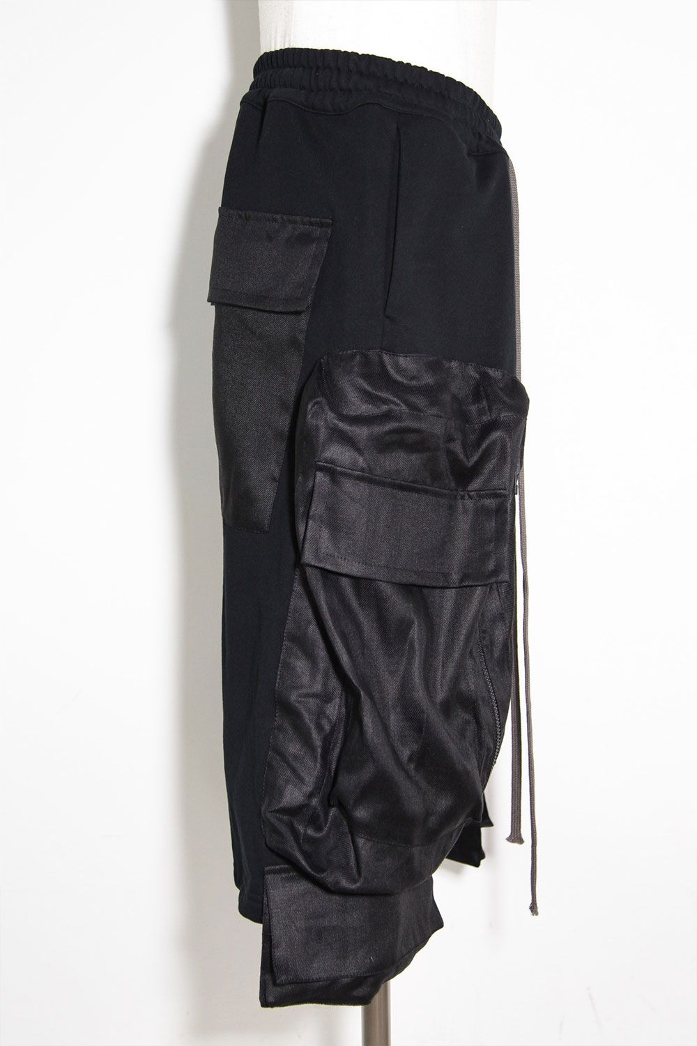 コットンリネンコンビスウェットショーツ / Linen Combi Sweat Shorts / ブラック / ag-9054