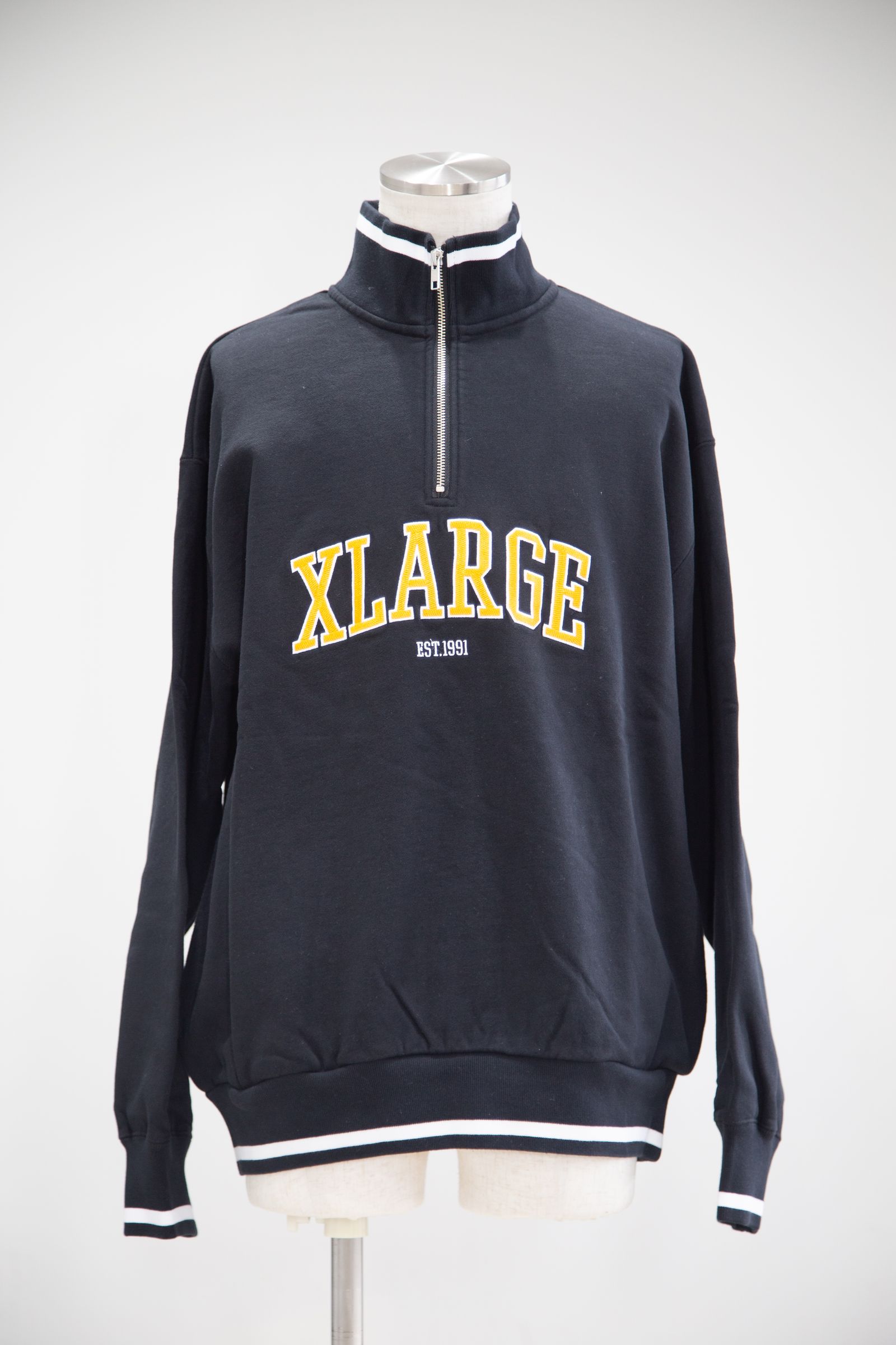 XLARGE - STRIP RIB H ZIP SWEAT / ブラック | Tempt