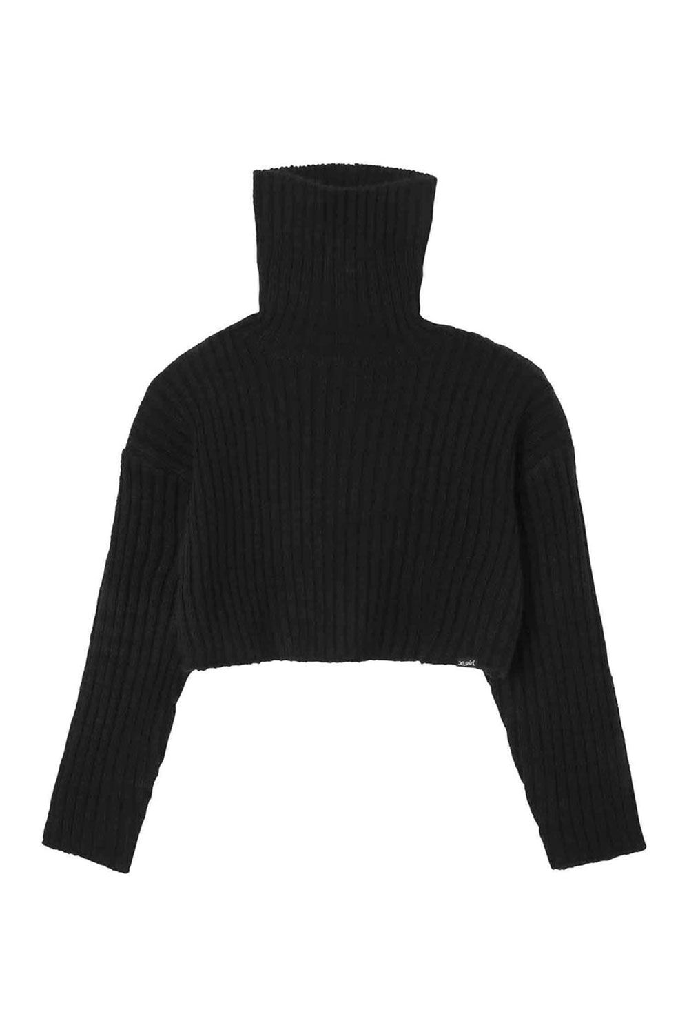TURTLENECK RIB KNIT TOP / ブラック