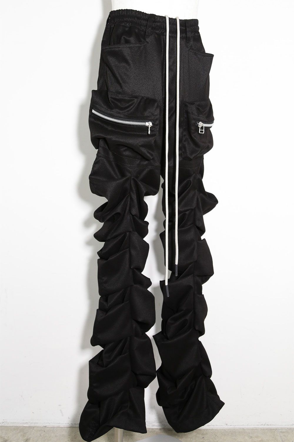 ツイル"モンスタータック"フレアバギーパンツ / Twill Tuck Flare Baggy Pants / ブラック / ag-10031-3