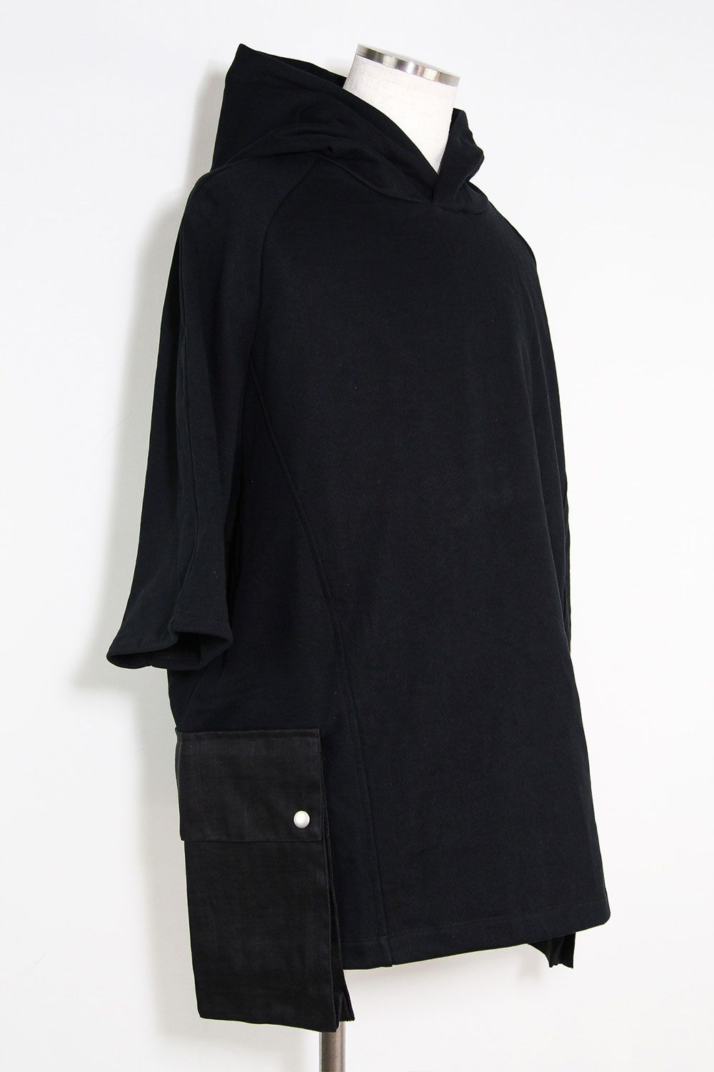 リネンコンビスウェットフーディー / Linen Combi Sweat Top / ブラック / ag-11034