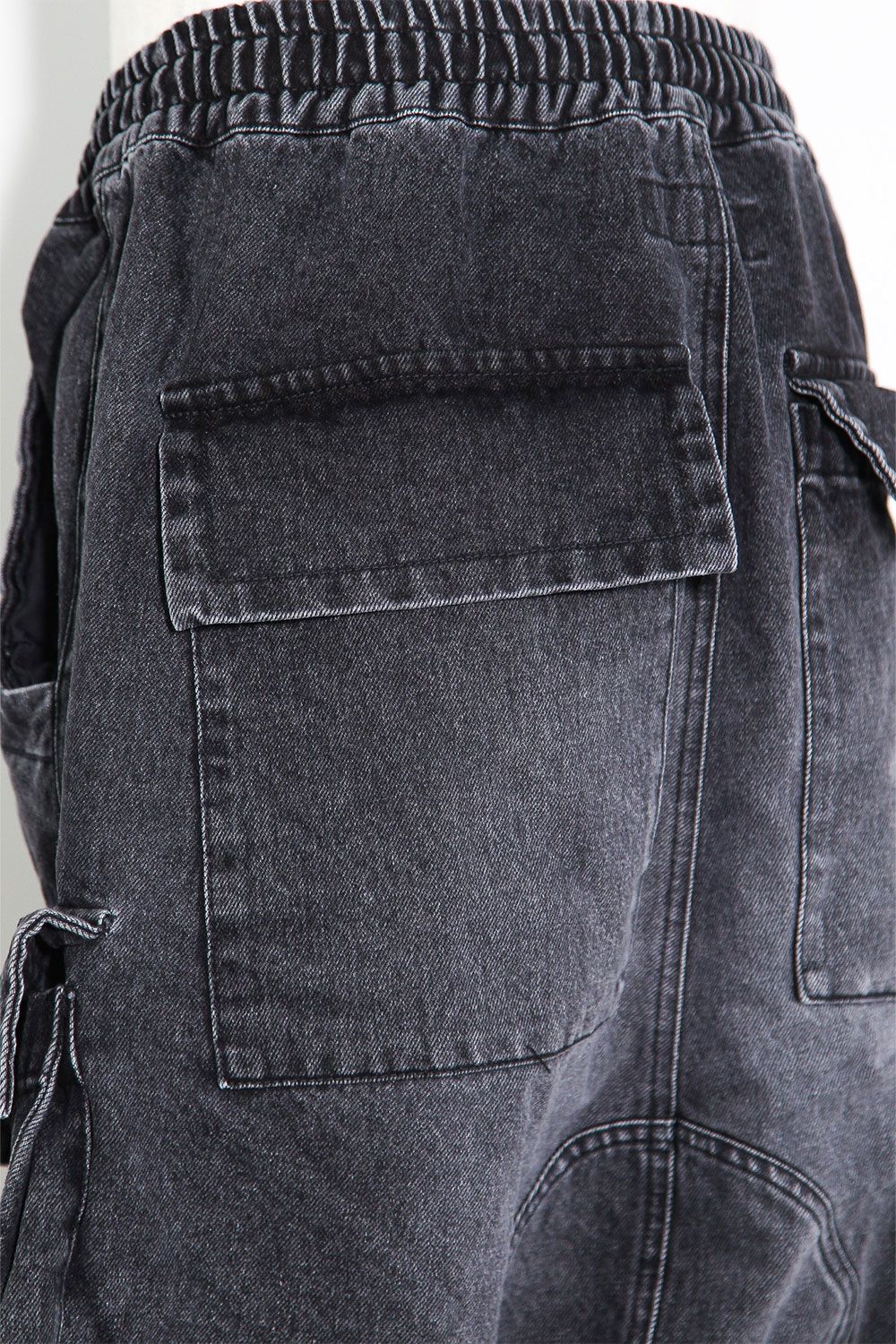 ヴィンテージデニムサルエルショーツ / VintageDenim Millitary Shorts / ブラック / ag-8014-3