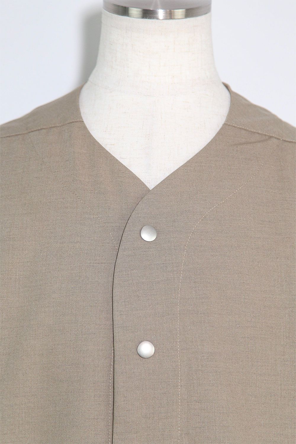 サマーウールベースボールシャツ / Summer Wool Baseball Shirts / ライトベージュ / ag-11017-2