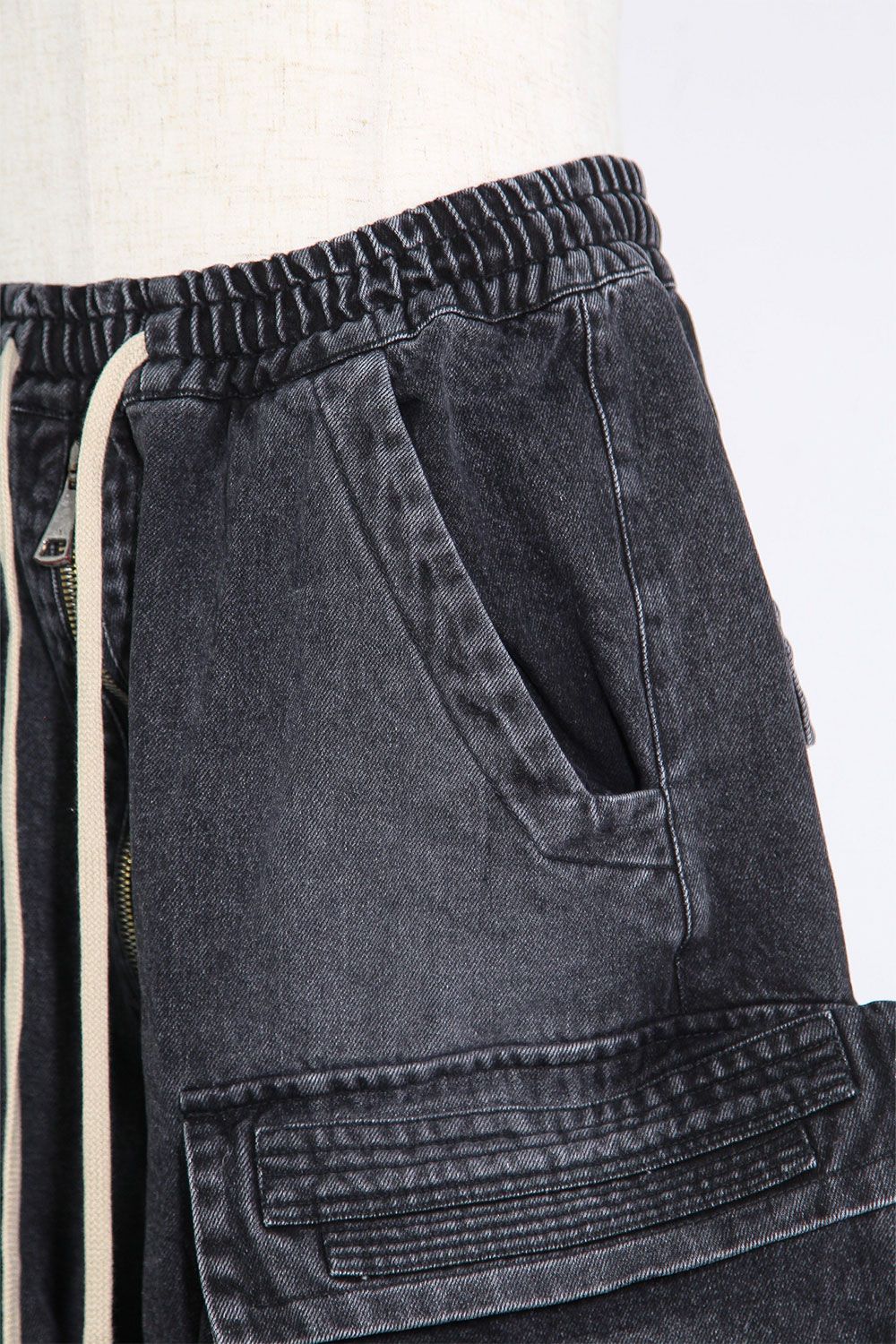 ヴィンテージデニムサルエルショーツ / VintageDenim Millitary Shorts / ブラック / ag-8014-3