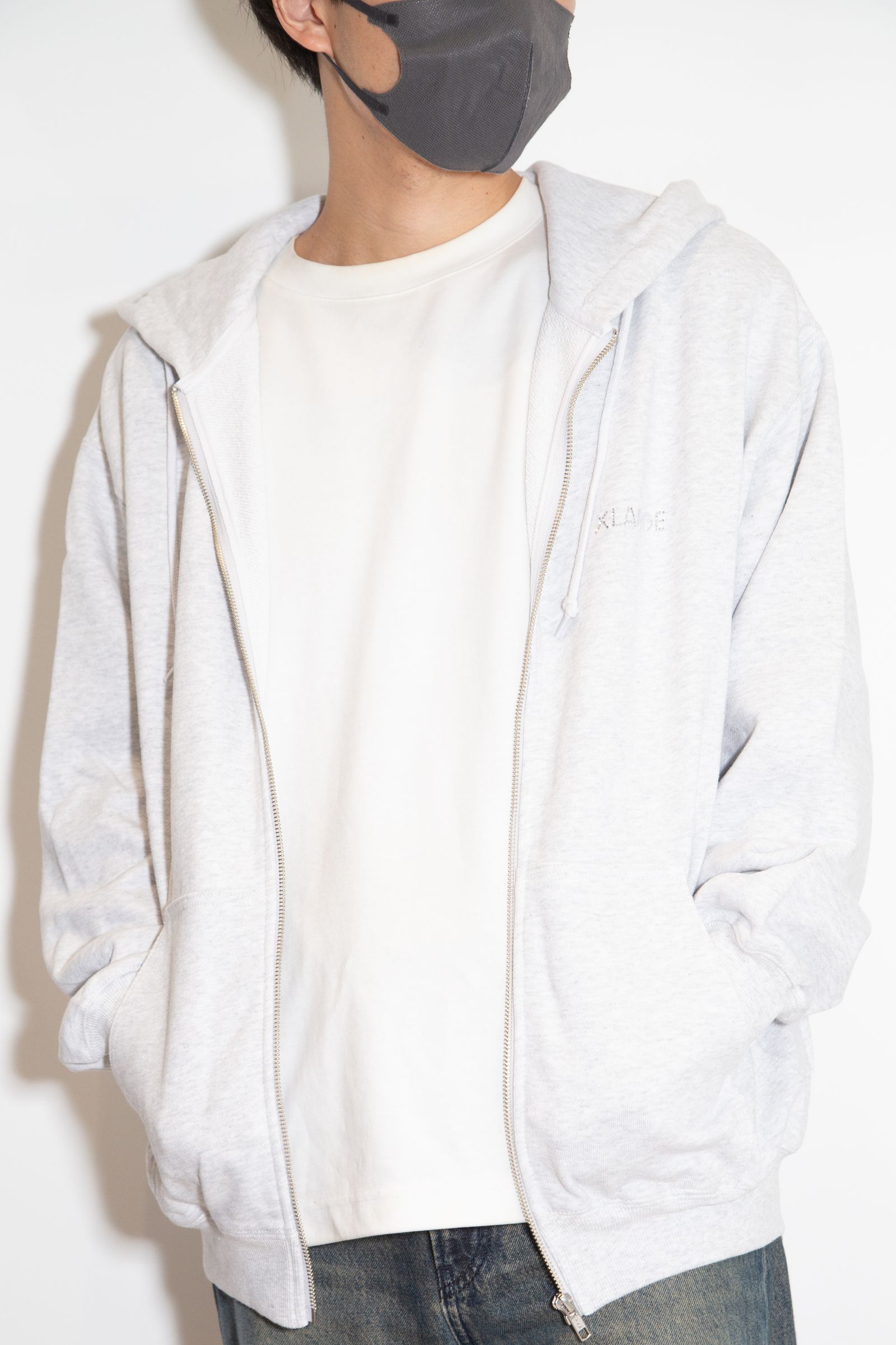 RHINESTONE OG ZIP HOODED SWEATSHIRT / アッシュ
