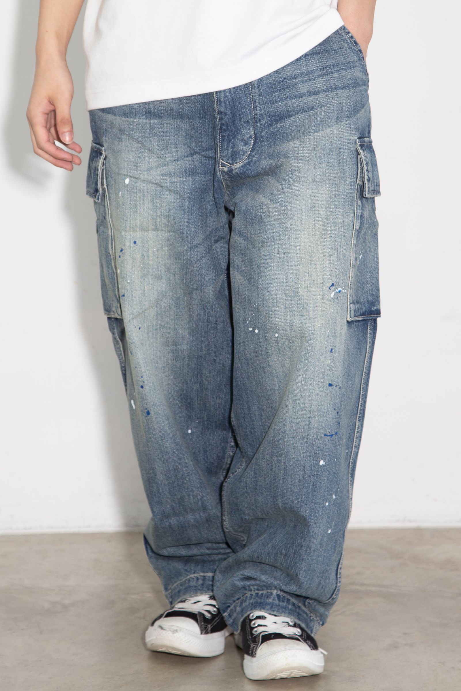 DENIM CARGO PANTS / ブルー
