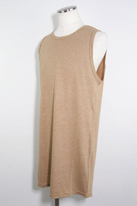 ストライプロングタンクトップ / Stripes Long Tank Top / マスタード×アイボリー