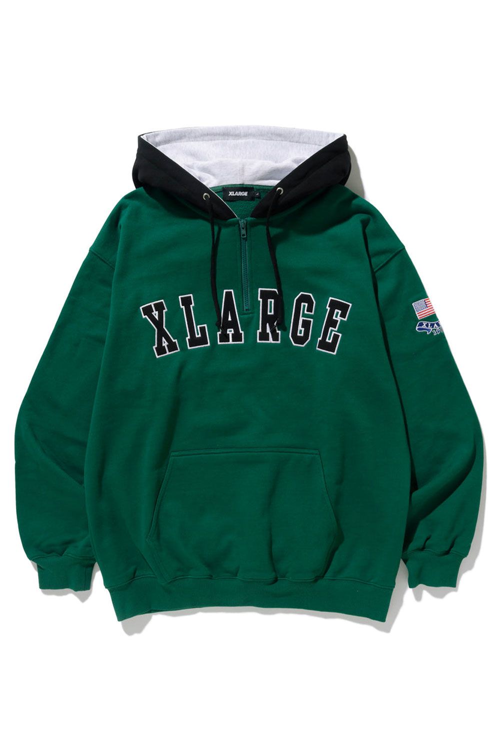 XLARGE - CONTRAST COLOR HALF ZIP HOODED SWEAT / ホワイト | Tempt