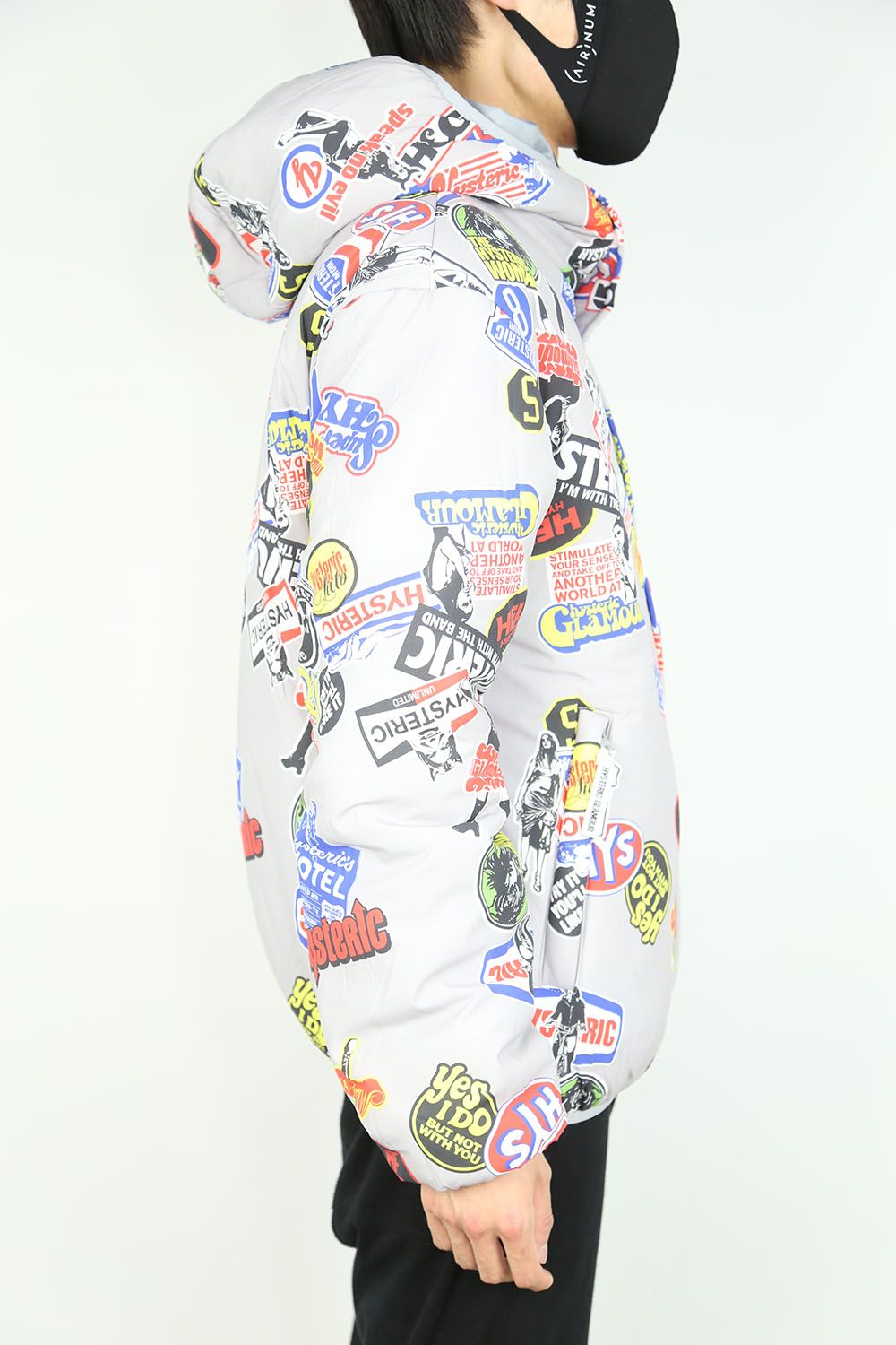 HYSTERIC STICKERS柄 フーデッドブルゾン / シルバー