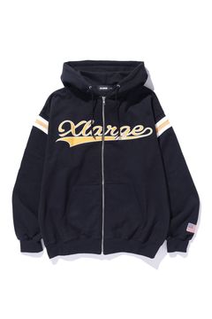 LINE ZIP UP HOODED SWEATSHIRT / ブラック