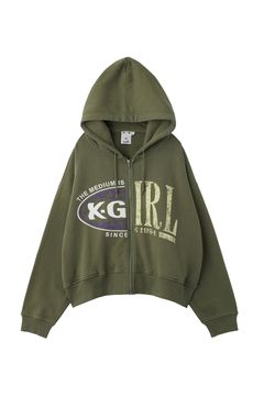 ［ラスト1点 サイズM］PANELED GRAPHIC ZIP UP SWEAT HOODIE / オリーブ