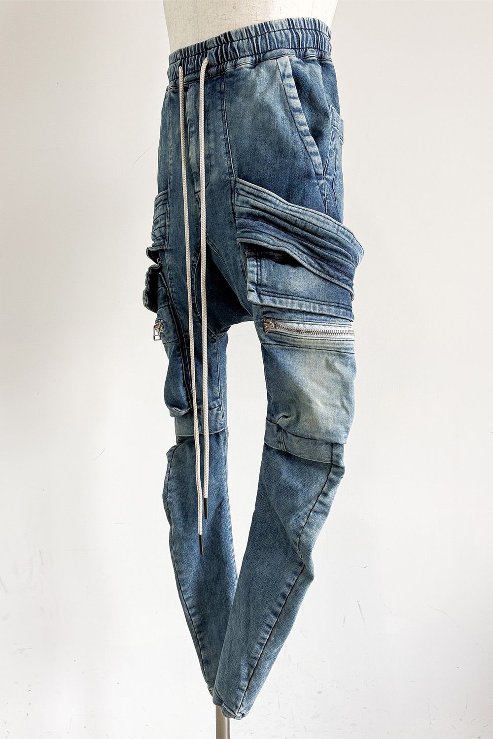 サルエルカーゴスキニーデニム / Indigo Denim Cargo Sarouel Skinny / インディゴ / ag-6036-2