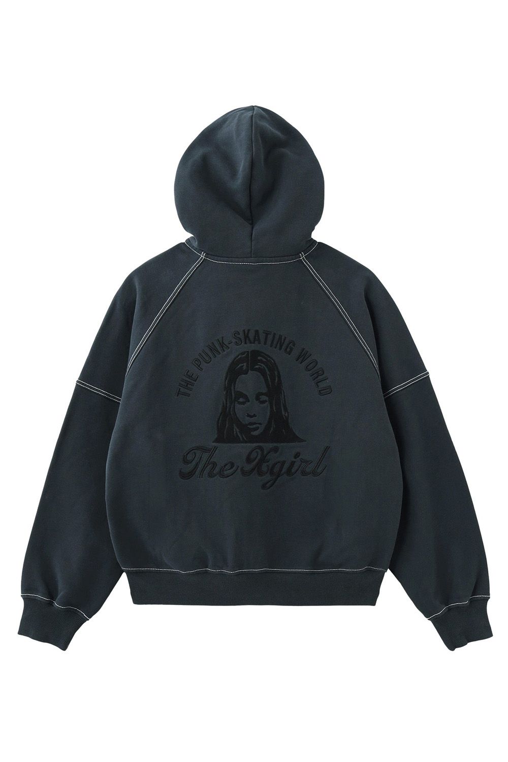 ARCH LOGO AND FACE HOODED SWEAT JACKET /  チャコール
